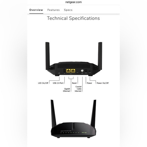 AC 1200 WiFi Cable Modem Router - 802.11 ac Dual Band Gigabit - Up to 340 Mbps - Picture 6 of 16